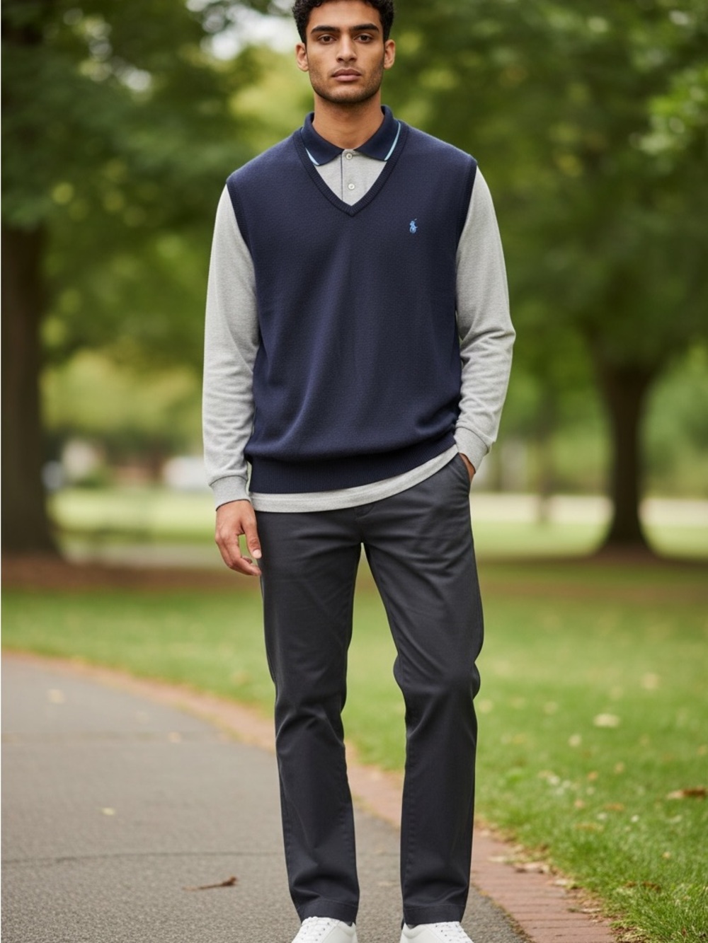 Polo Golf Ralph Lauren Navy Cotton Sweater Vest XL Classic Preppy